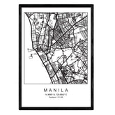 Nacnic Print city map Manila Scandinavian style in black and white. A3 size poster Printed paper No 250 gr. Paintings, prints and posters for living room and bedroom